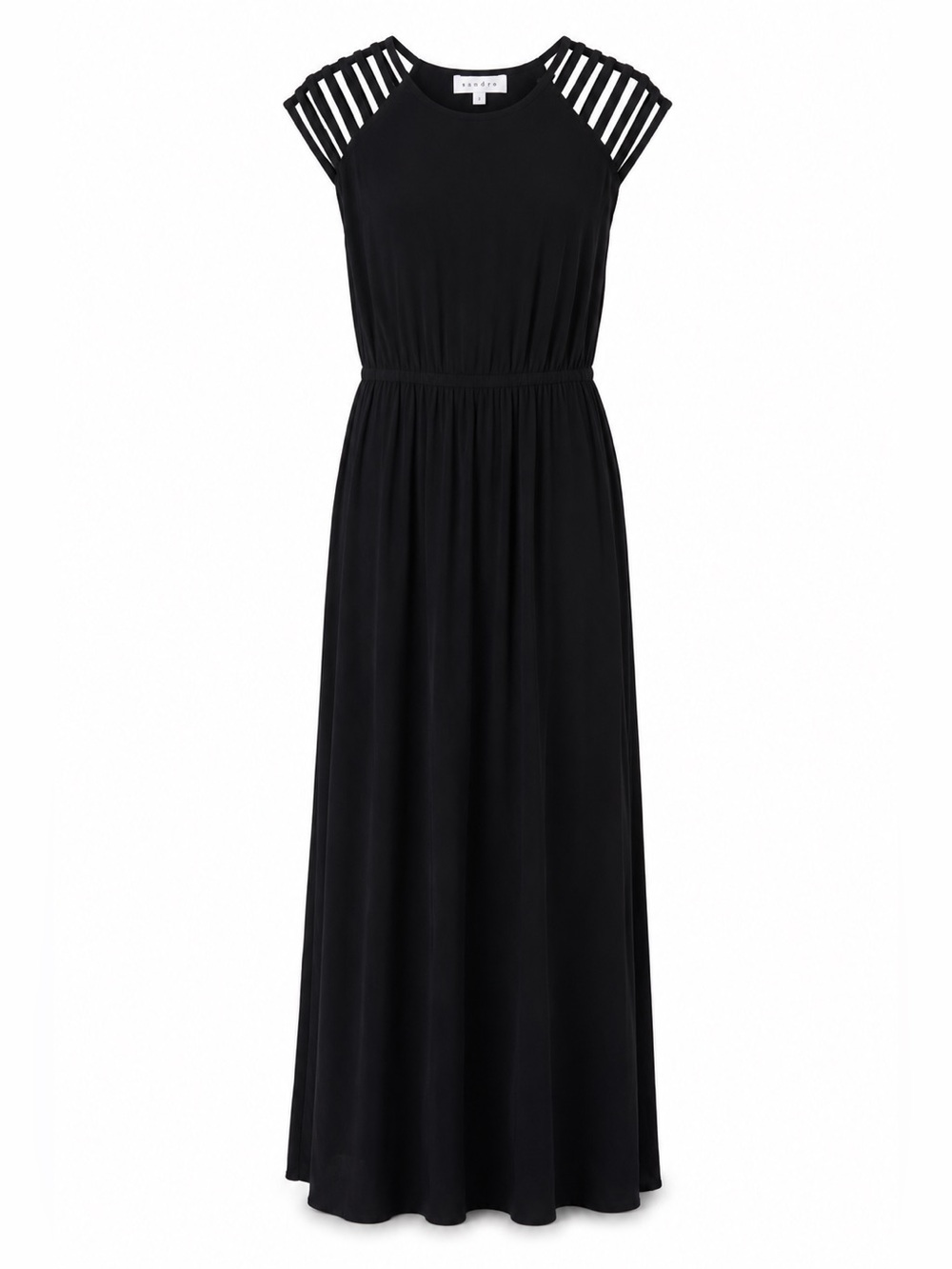 Sandro Paris Black Maxi Dress | Cutout Shoulder Detail | Size 2 (M) - Picture 2 of 8